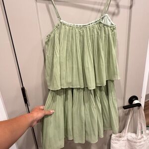 Mint Pleated Layered Romper